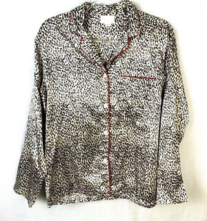 Character Animal Print Pajama Top Women's Medium Black Red Sexy Sleepwear Lounge